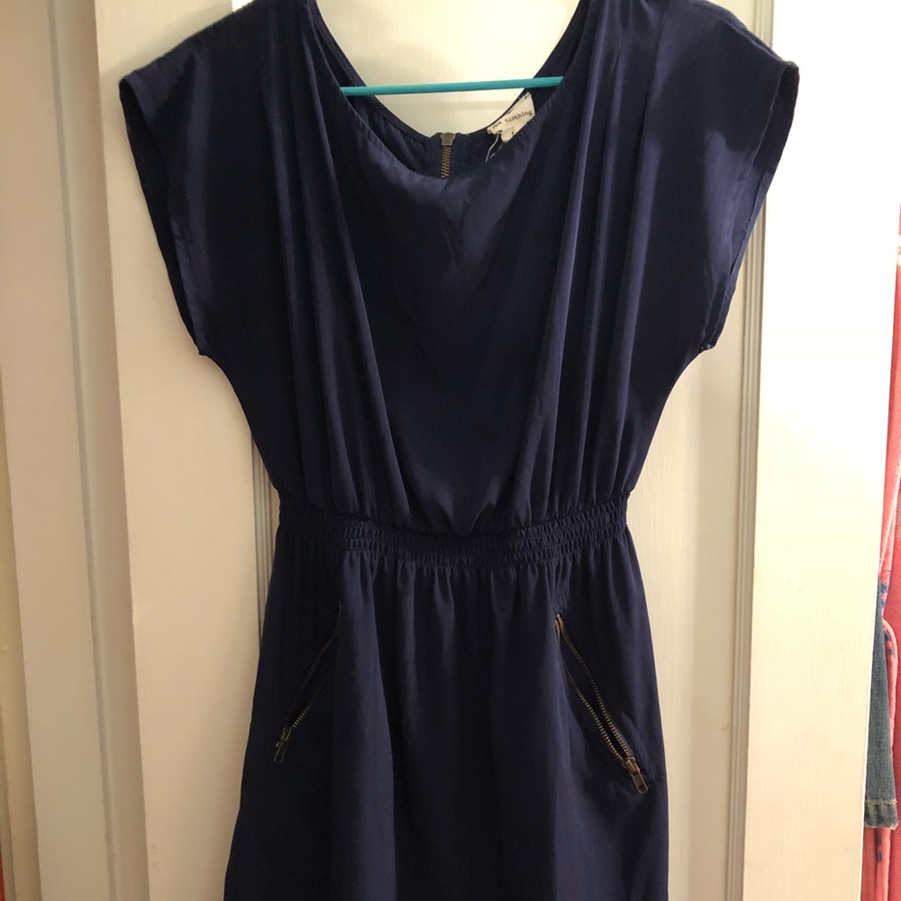 Women’s silky navy blue dress